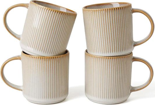 famiware Coffee Mug Set of 4, Star 12 oz Ceramic Mugs Cups Set with Handle