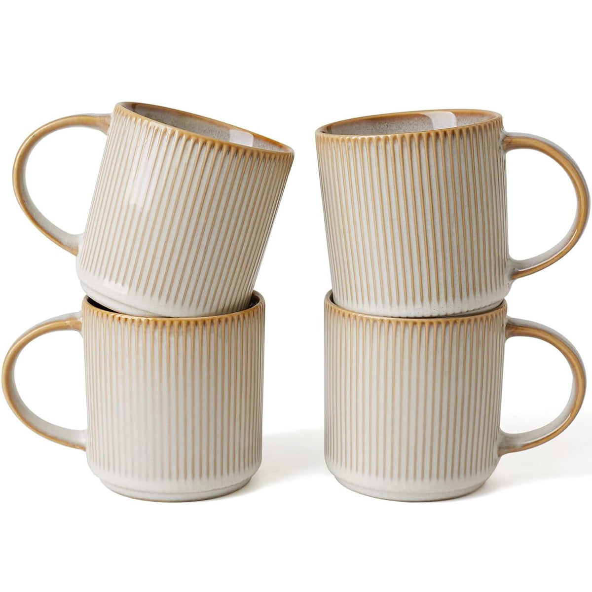 famiware Coffee Mug Set of 4, Star 12 oz Ceramic Mugs Cups Set with Handle