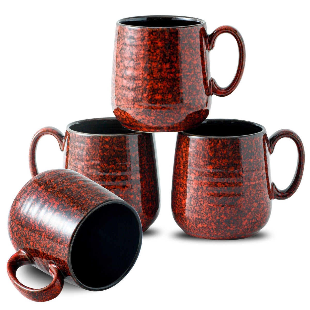 HASENSE Coffee Mugs Set of 4, 15 Ounce Ceramic Coffee Cups with Handle, Large Mug Set for Latte, Tea, Chocolate, Modern Cup Gift for Men and women, Dishwasher & Microwave Safe(Blue)