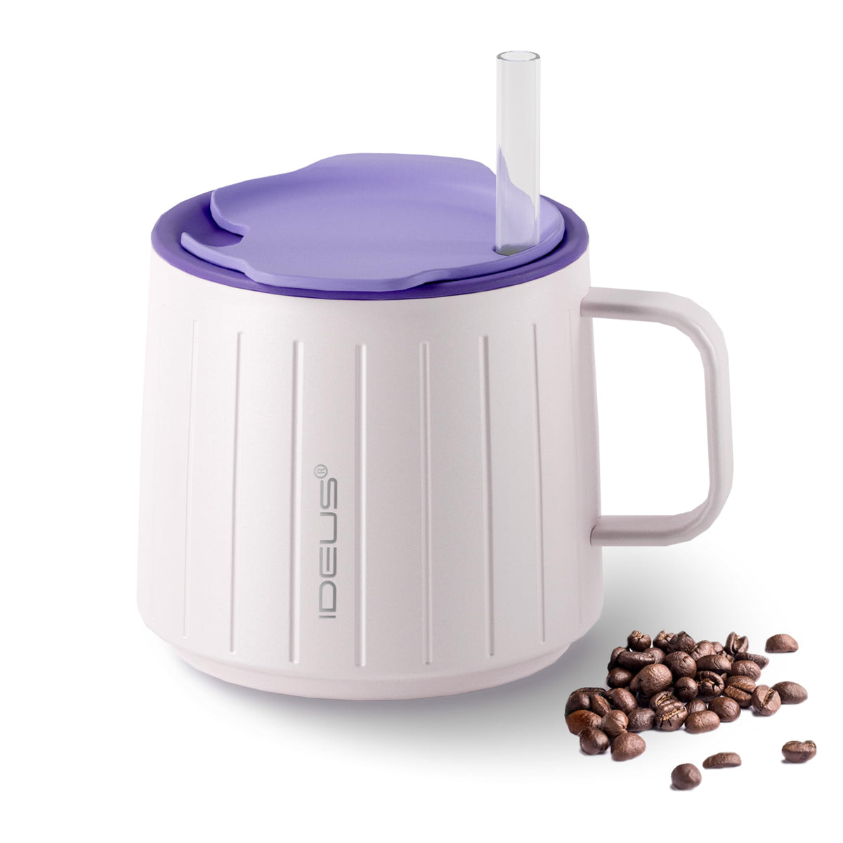 Ideus 16 oz Insulated Coffee Mug with Lid and Handle (Celadon, FUJI DAWN)