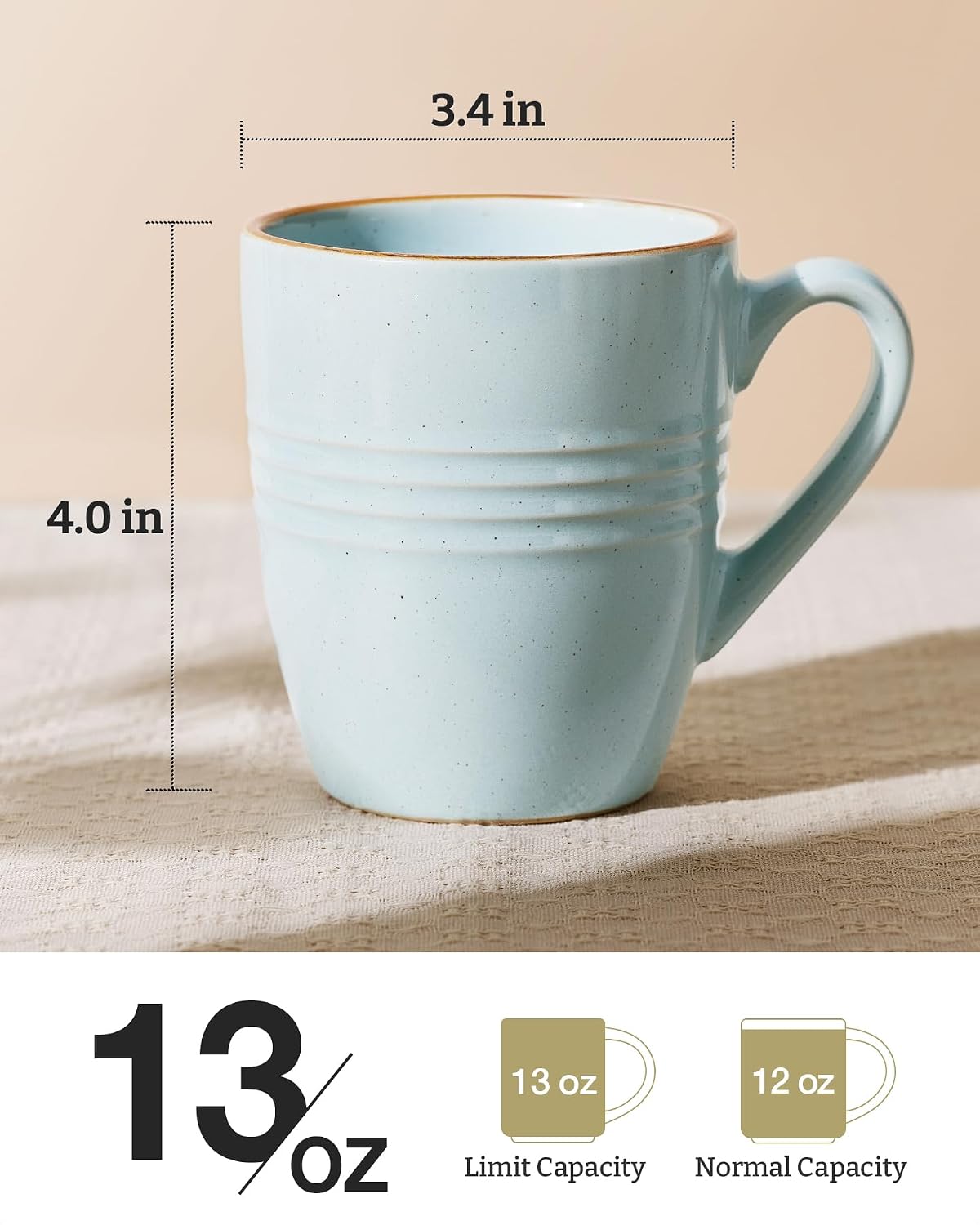famiware Jupiter Coffee Mugs Set of 4, 13oz Coffee Mug Cups with Handle