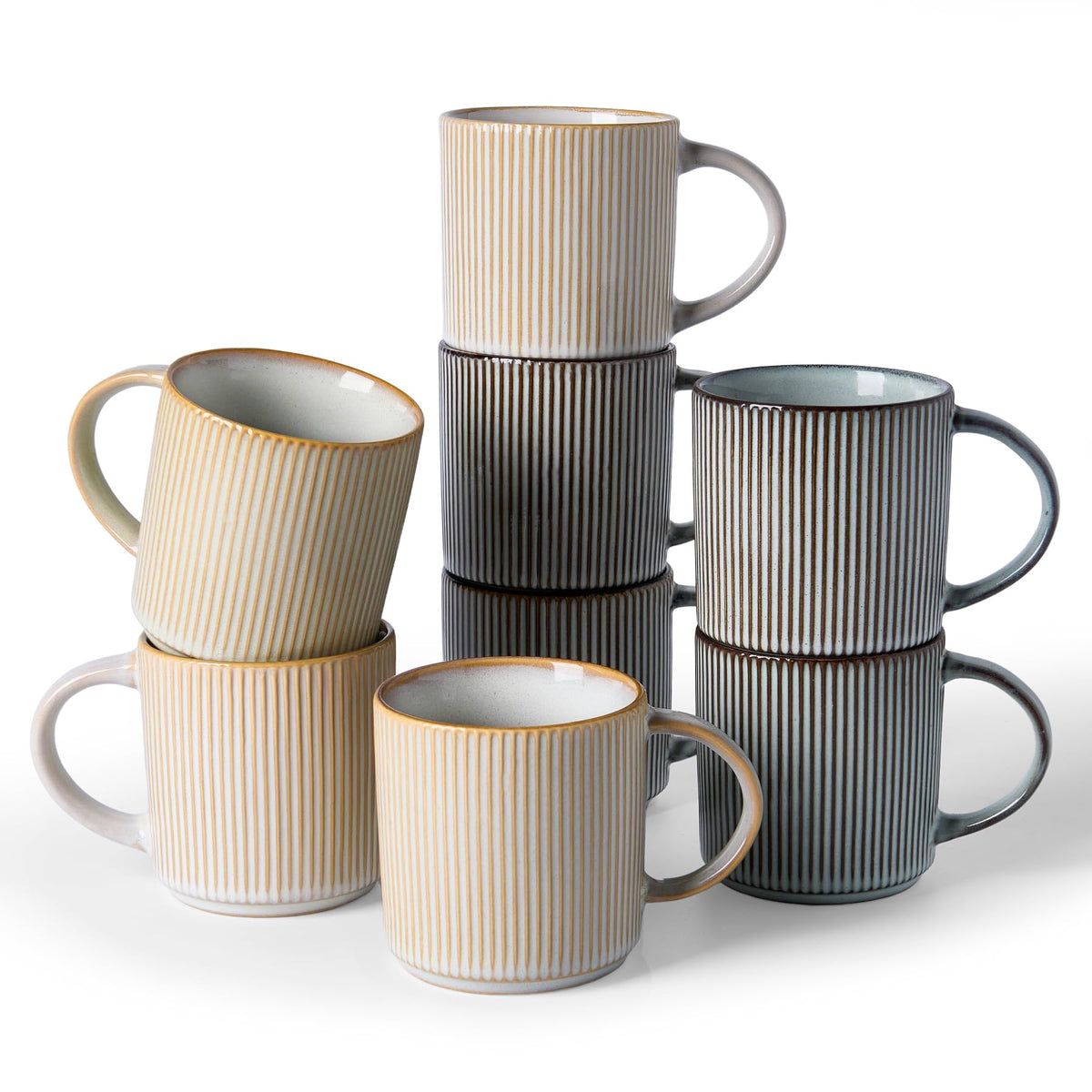 famiware Coffee Mug Set of 4, Star 12 oz Ceramic Mugs Cups Set with Handle