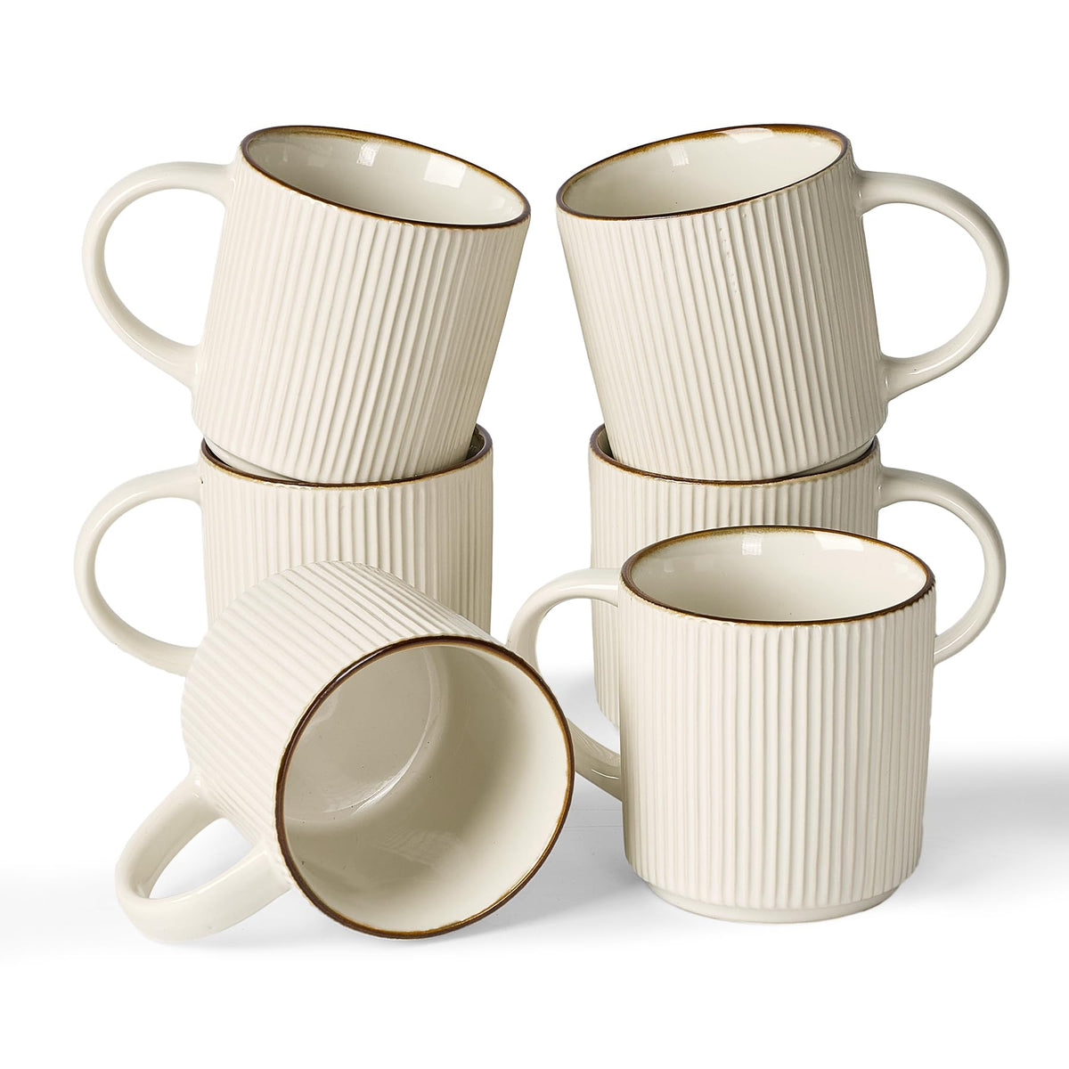 famiware Coffee Mug Set of 4, Star 12 oz Ceramic Mugs Cups Set with Handle