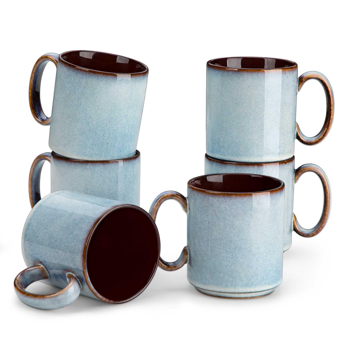 vancasso Porcelain Coffee Mugs Set of 6, 16 oz Coffee Cups for Latte, Cappuccino, Tea & Hot Cocoa, Modern Minimalist Mug Set for Home & Office, Microwave & Dishwasher Safe, White