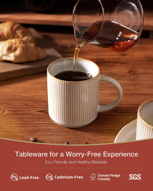 famiware Coffee Mug Set of 4, Star 12 oz Ceramic Mugs Cups Set with Handle