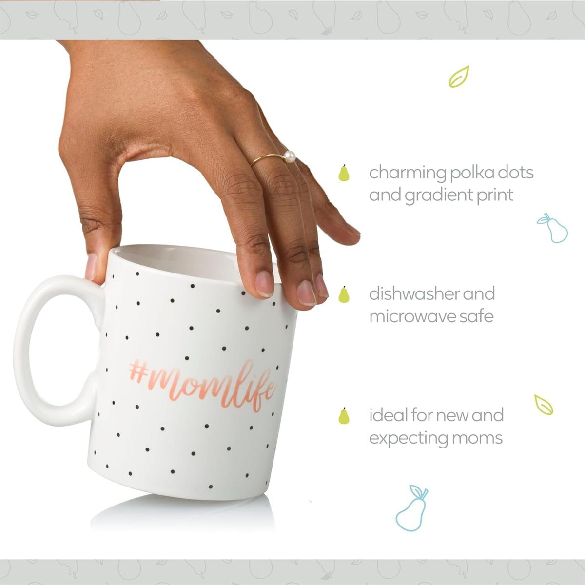 Little Pear #MomLife Polka Dot Mug