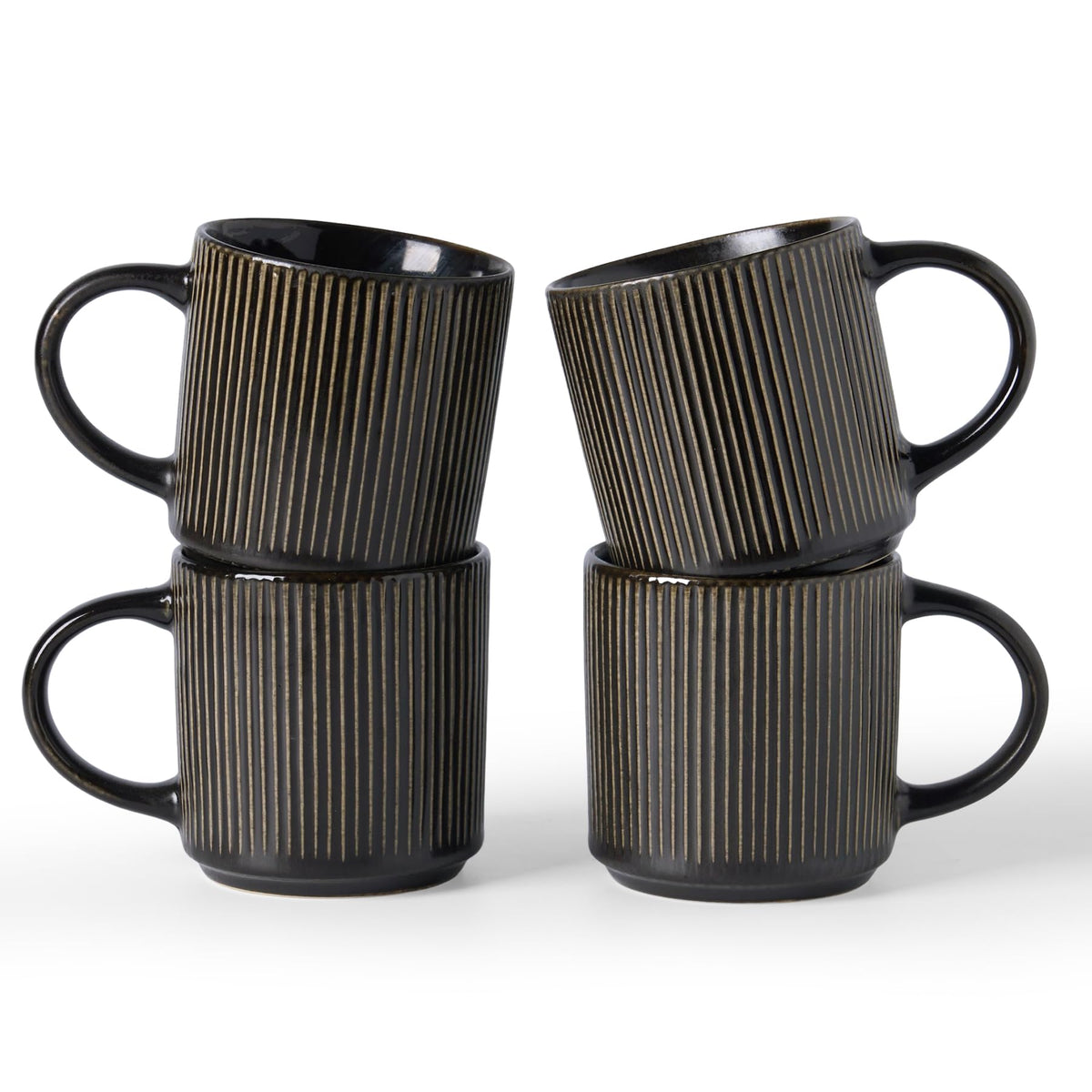 famiware Coffee Mug Set of 4, Star 12 oz Ceramic Mugs Cups Set with Handle