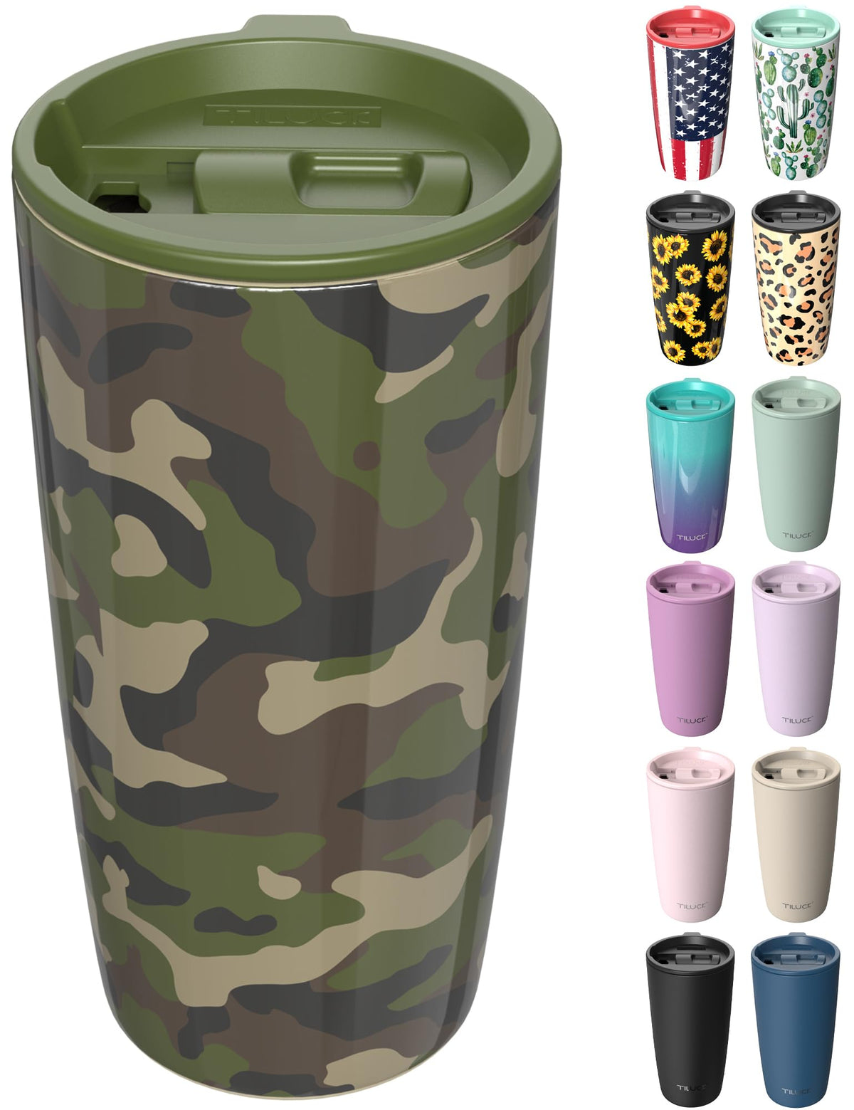 TILUCK 12 oz Insulated Coffee Mug with Lid and Handle
