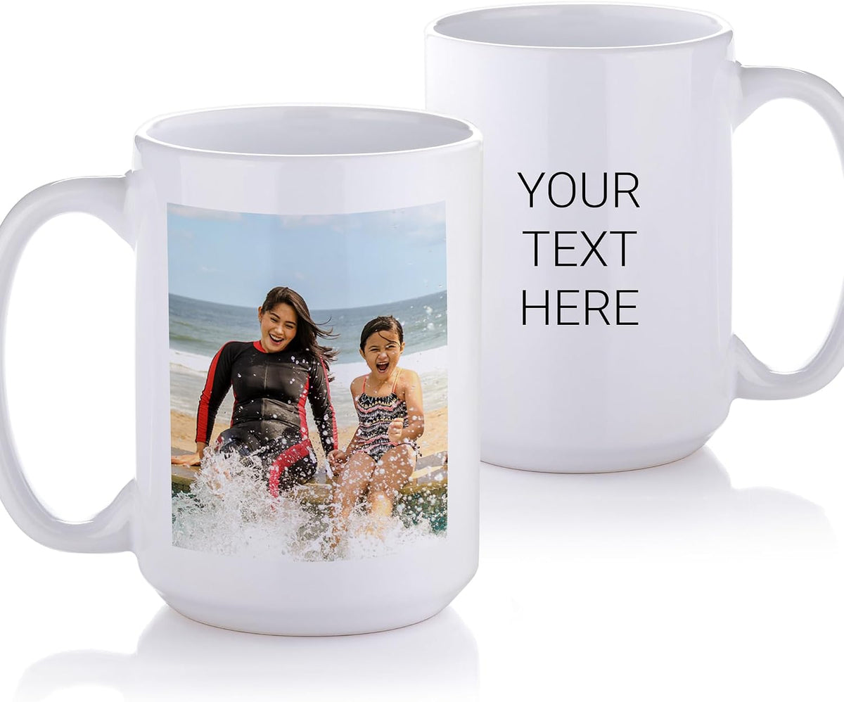 Lifetime Creations Custom New Baby Photo Mug with Text: Personalized Coffee Cup, 15 ounces, Custom Newborn Photo Gift for New Parents, New Mom Keepsake, Baby Name Announcement, Printed in USA