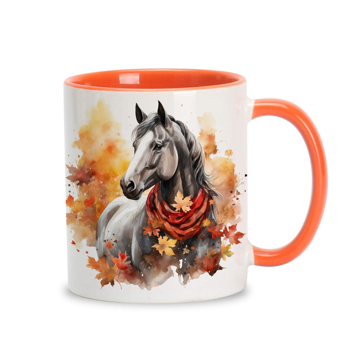 Hyturtle Fall Highland Cow Maple Leave Coffee Mug with Spoon Gift For Women