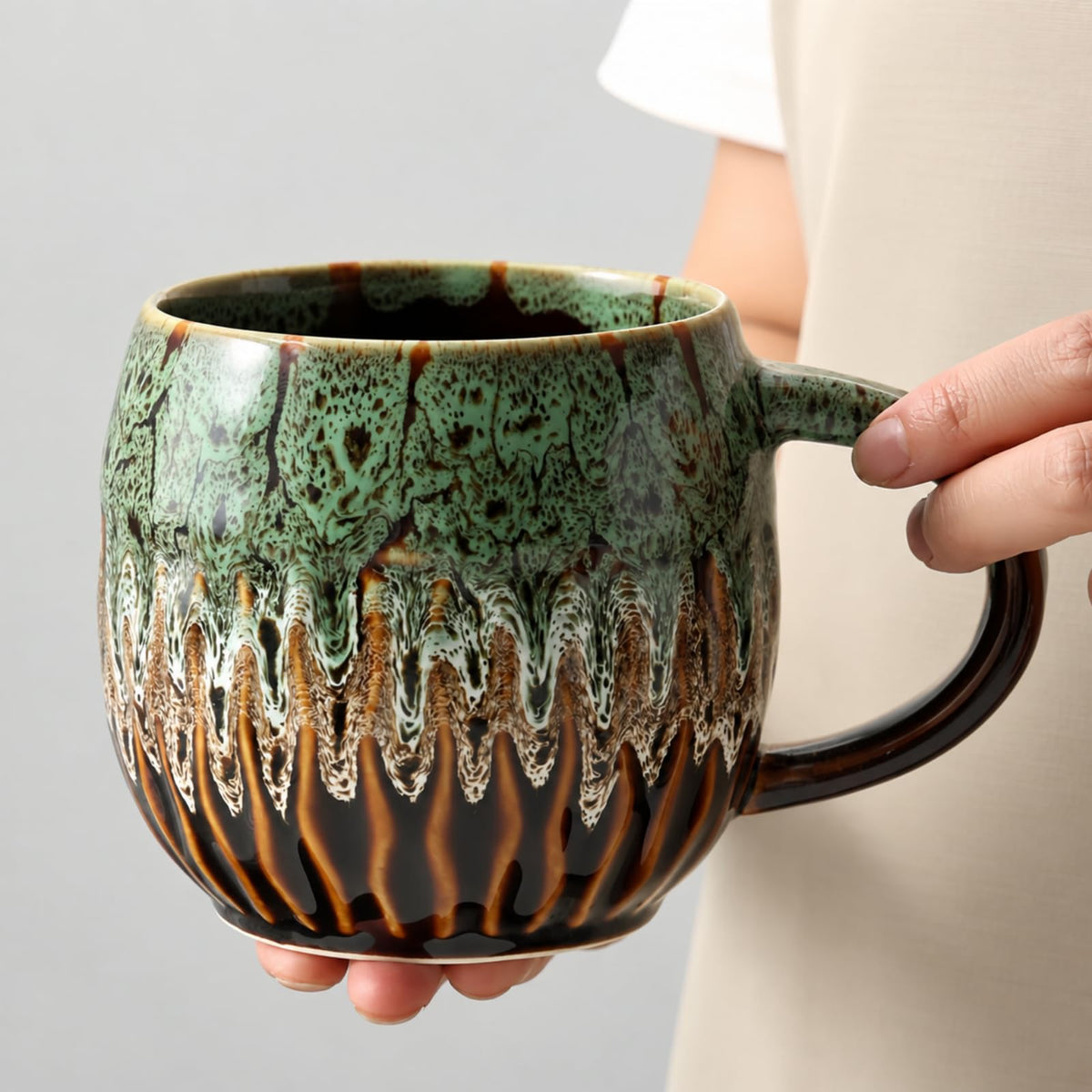 Large Ceramic Coffee Mug - 20oz Big Tea Cup, Red