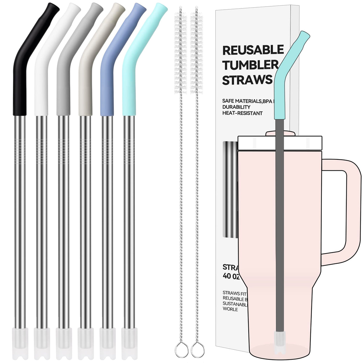 40 oz Straight Metal Straws for 40 oz Stanley Tumbler