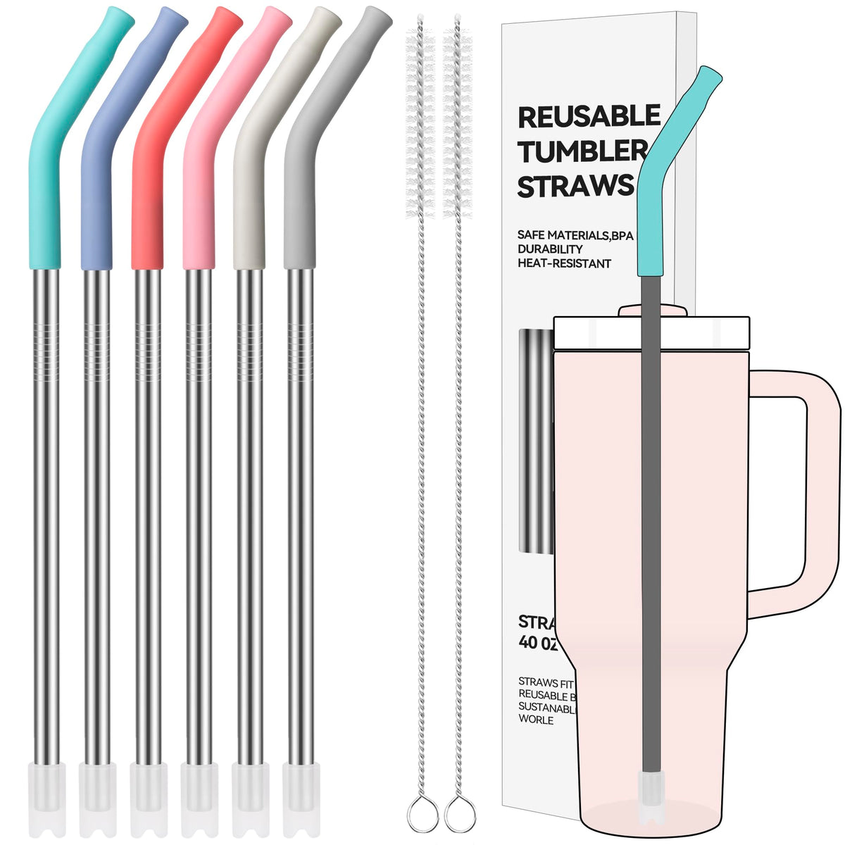 40 oz Straight Metal Straws for 40 oz Stanley Tumbler