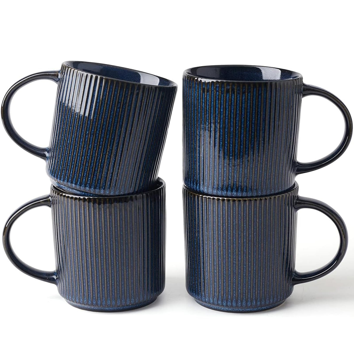 famiware Coffee Mug Set of 4, Star 12 oz Ceramic Mugs Cups Set with Handle