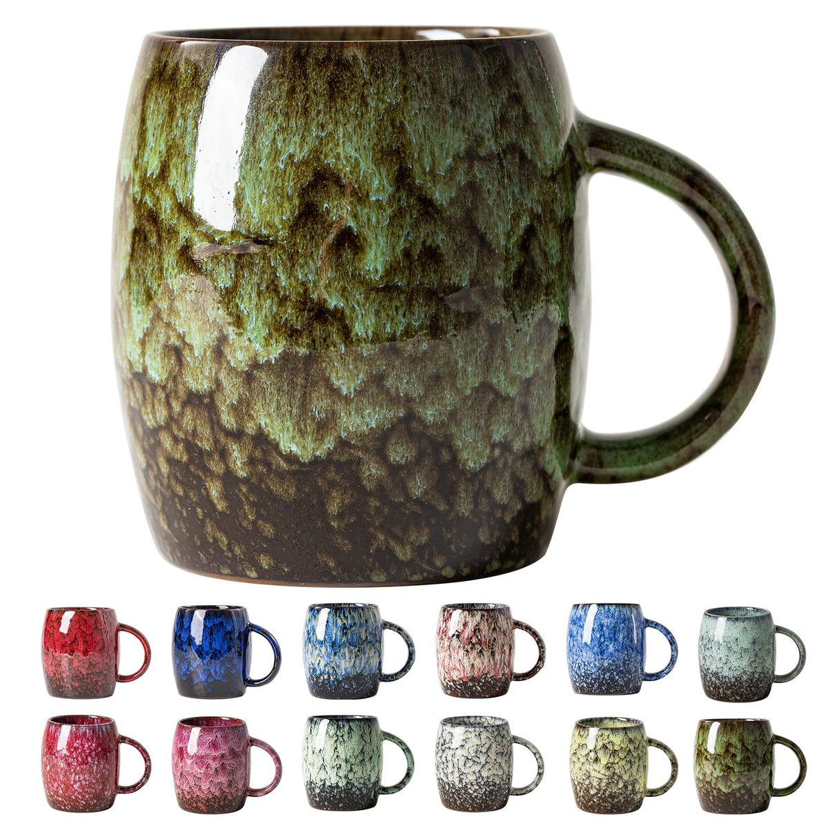 Deep Cobalt Ceramic Mug, 14oz Reactive Glaze Coffee Mug, Office Gift