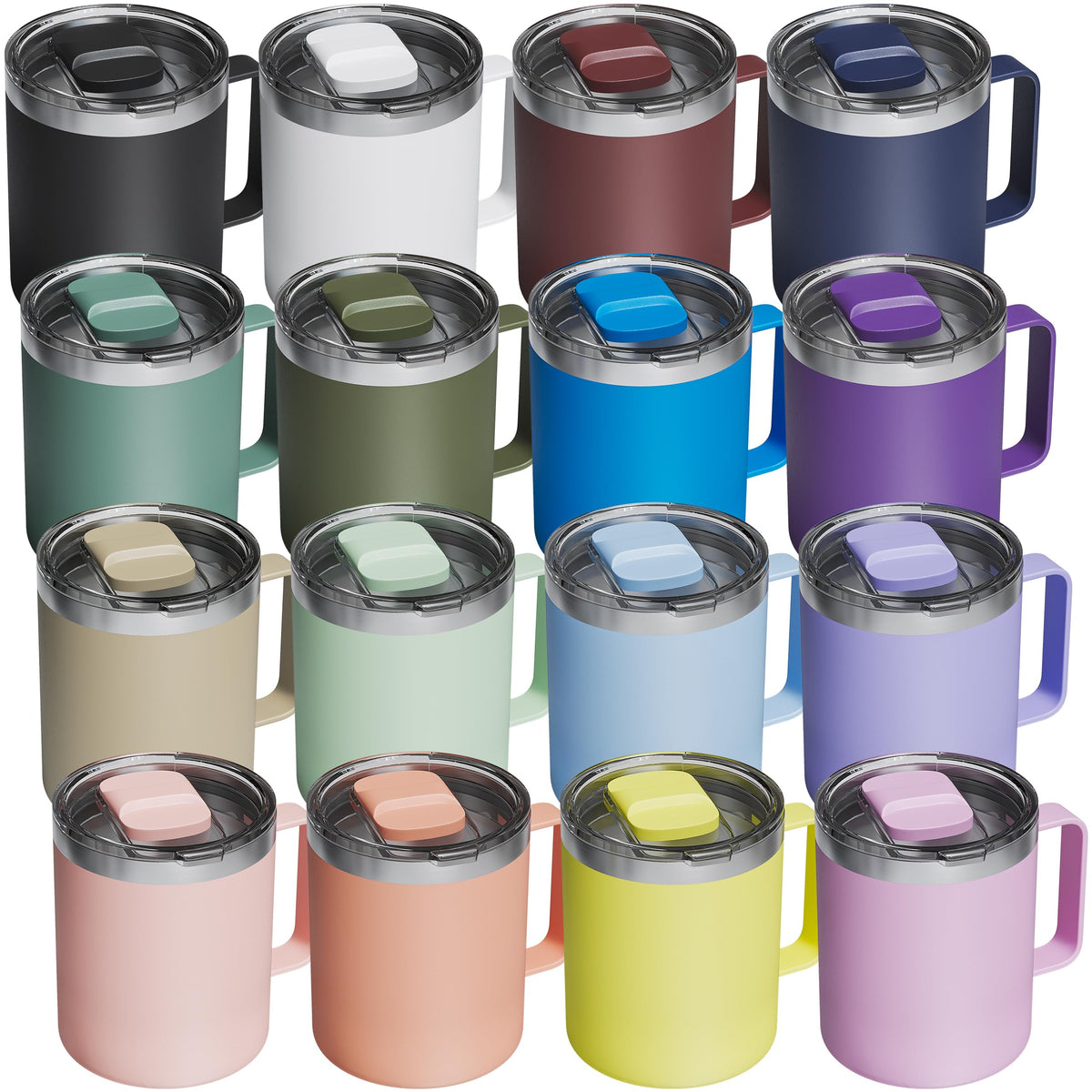 12oz Insulated Coffee Mug with 2 Lids & Handle, Stainless Steel Cup
