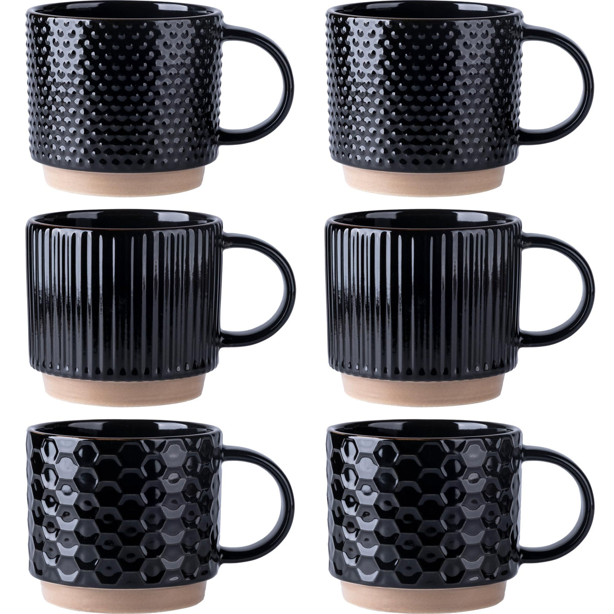 GBhome 15 OZ Stackable Coffee Mugs Set of 4, Ceramic Coffee Cups Set