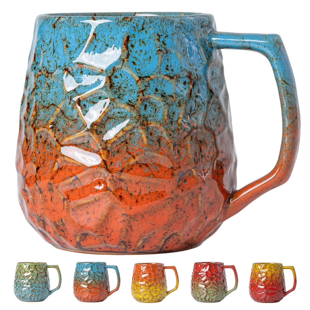 Forest Tide Ceramic Mug, 18oz Reactive Glaze Coffee Mug, Self Care Gift