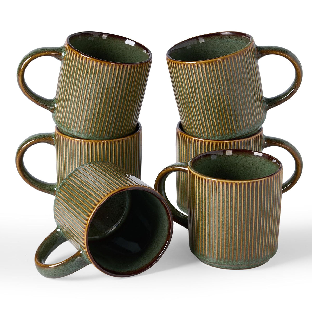 famiware Coffee Mug Set of 4, Star 12 oz Ceramic Mugs Cups Set with Handle