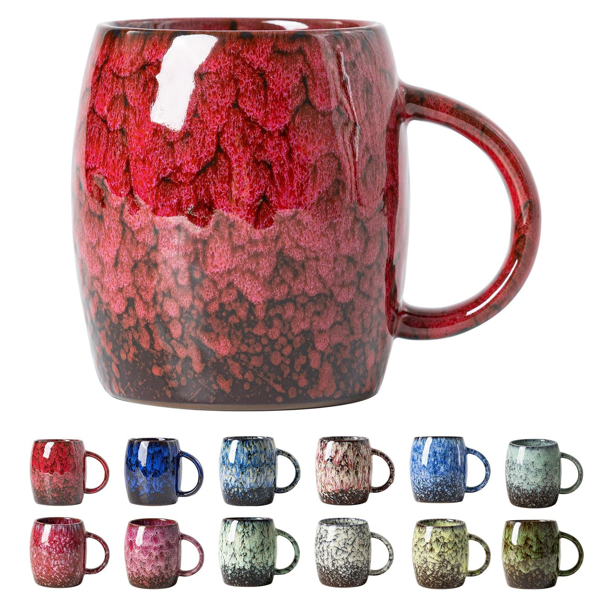 Deep Cobalt Ceramic Mug, 14oz Reactive Glaze Coffee Mug, Office Gift