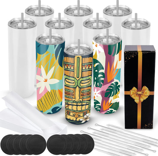 Joyclub Sublimation Blanks 20 oz Tumblers Bulk 10 Pack Skinny Straight