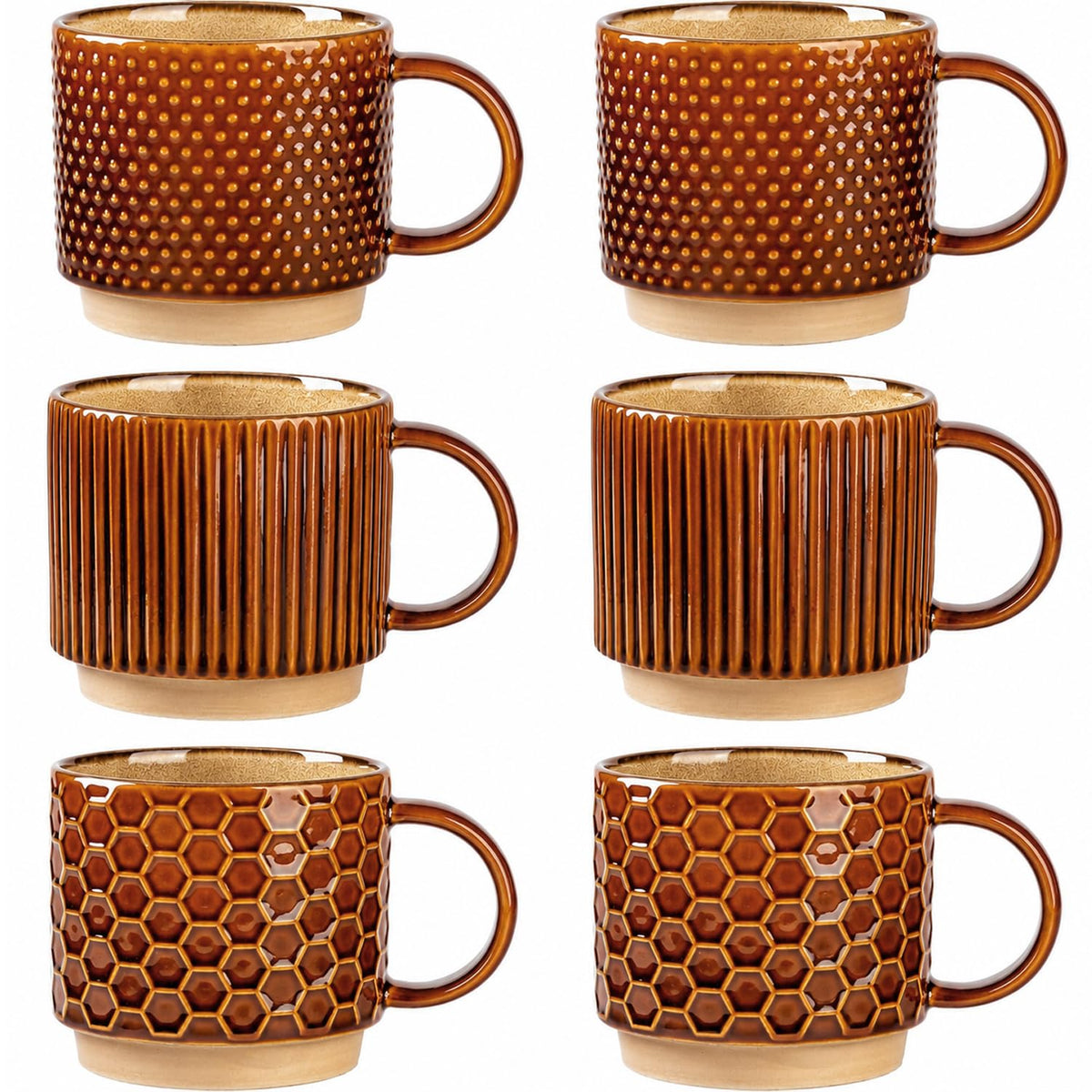 GBhome 15 OZ Stackable Coffee Mugs Set of 4, Ceramic Coffee Cups Set