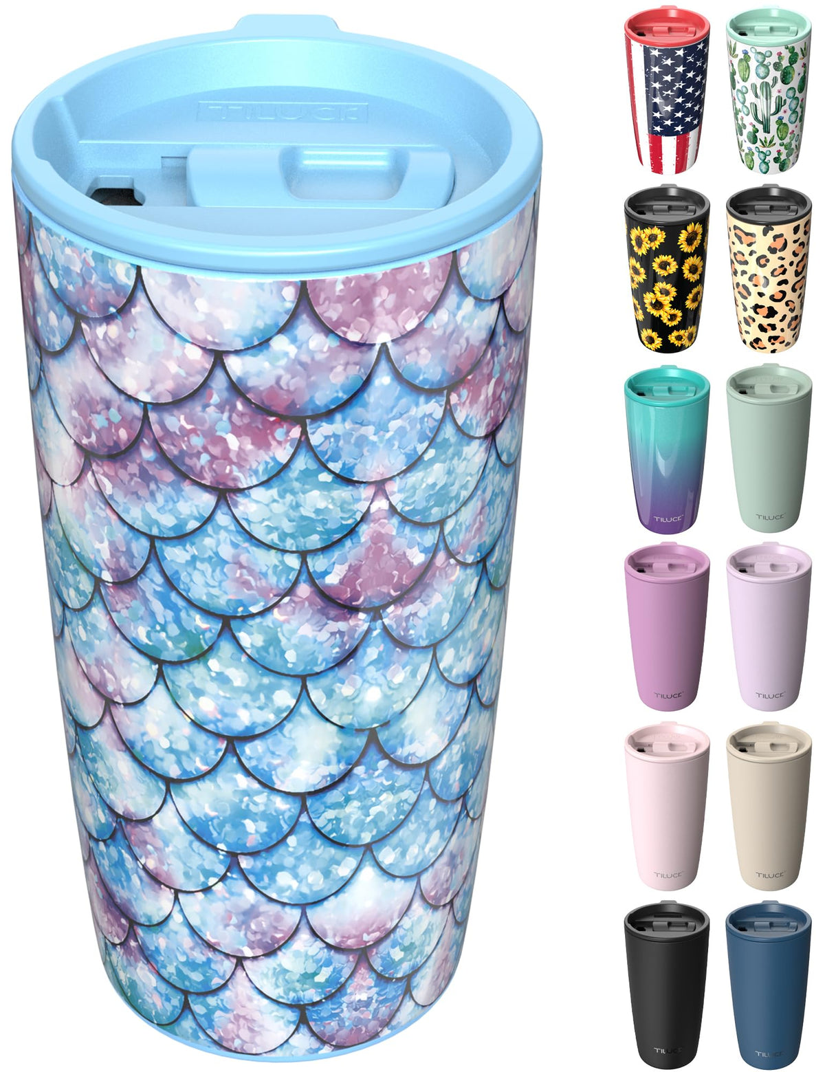 TILUCK 12 oz Insulated Coffee Mug with Lid and Handle