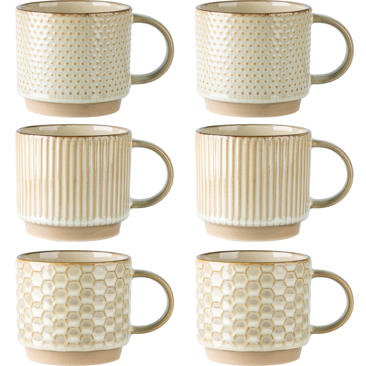 GBhome 15 OZ Stackable Coffee Mugs Set of 4, Ceramic Coffee Cups Set