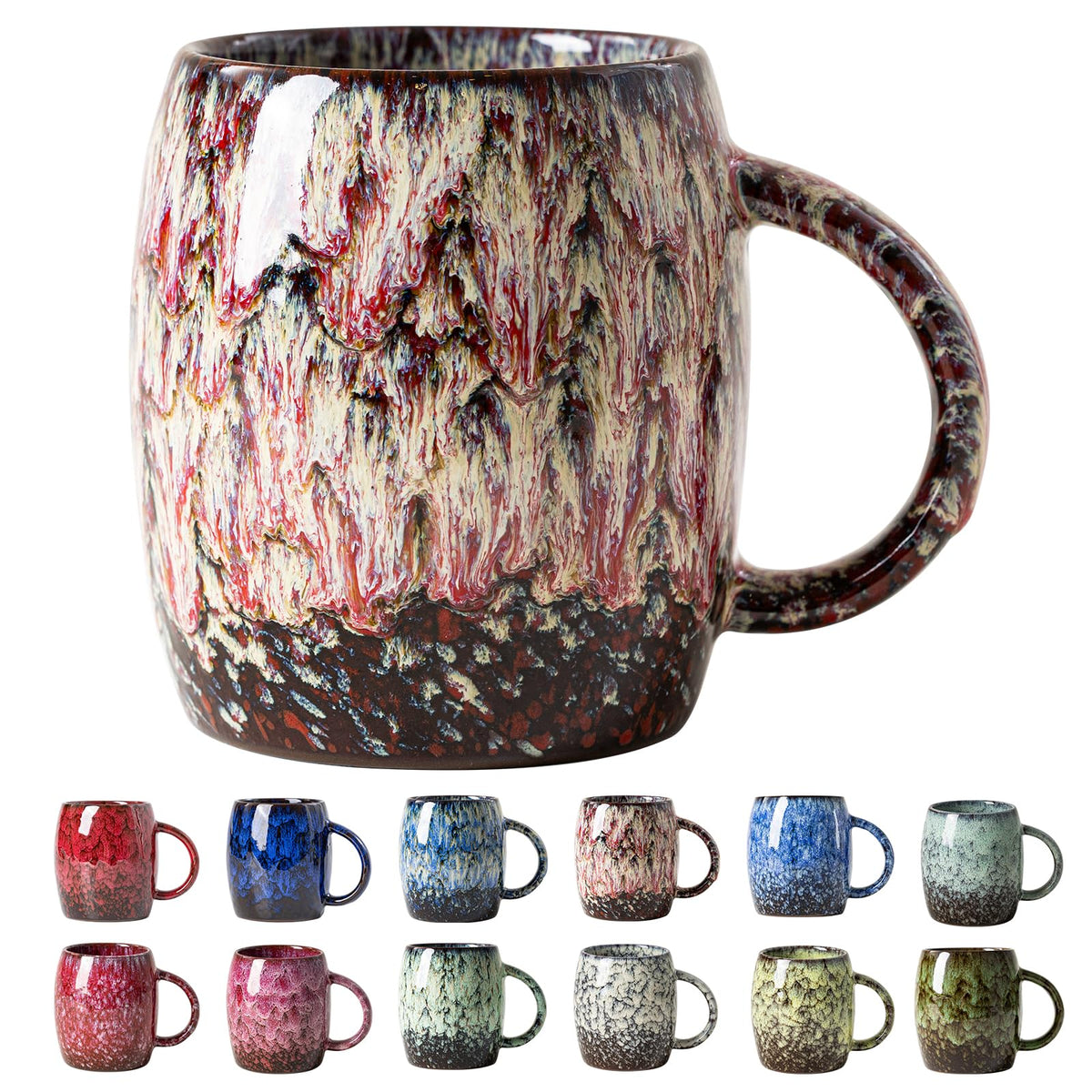 Deep Cobalt Ceramic Mug, 14oz Reactive Glaze Coffee Mug, Office Gift