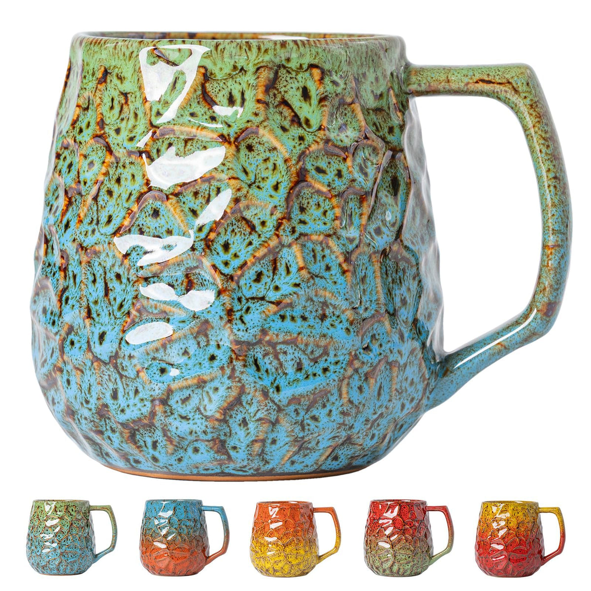 Forest Tide Ceramic Mug, 18oz Reactive Glaze Coffee Mug, Self Care Gift