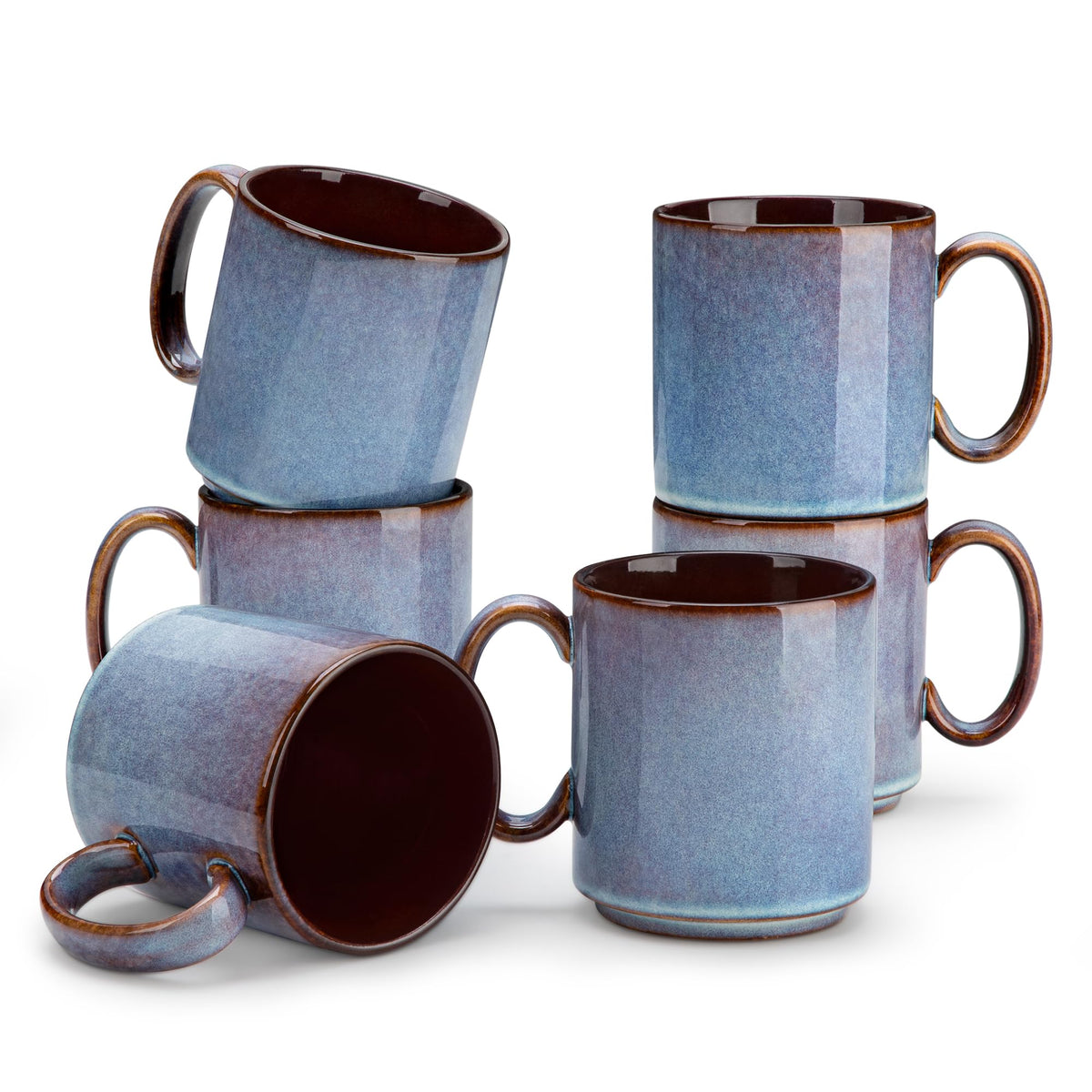vancasso Porcelain Coffee Mugs Set of 6, 16 oz Coffee Cups for Latte, Cappuccino, Tea & Hot Cocoa, Modern Minimalist Mug Set for Home & Office, Microwave & Dishwasher Safe, White
