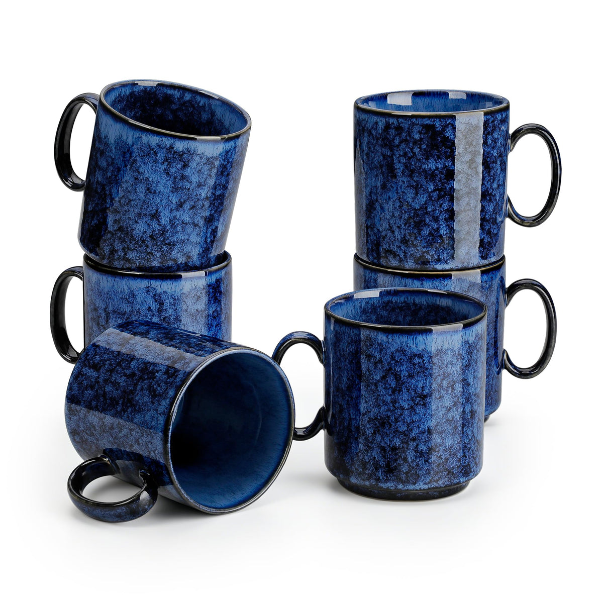 vancasso Porcelain Coffee Mugs Set of 6, 16 oz Coffee Cups for Latte, Cappuccino, Tea & Hot Cocoa, Modern Minimalist Mug Set for Home & Office, Microwave & Dishwasher Safe, White