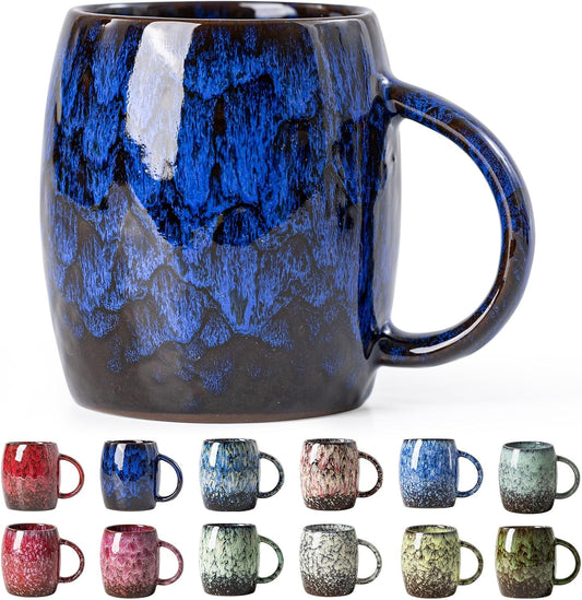 Deep Cobalt Ceramic Mug, 14oz Reactive Glaze Coffee Mug, Office Gift