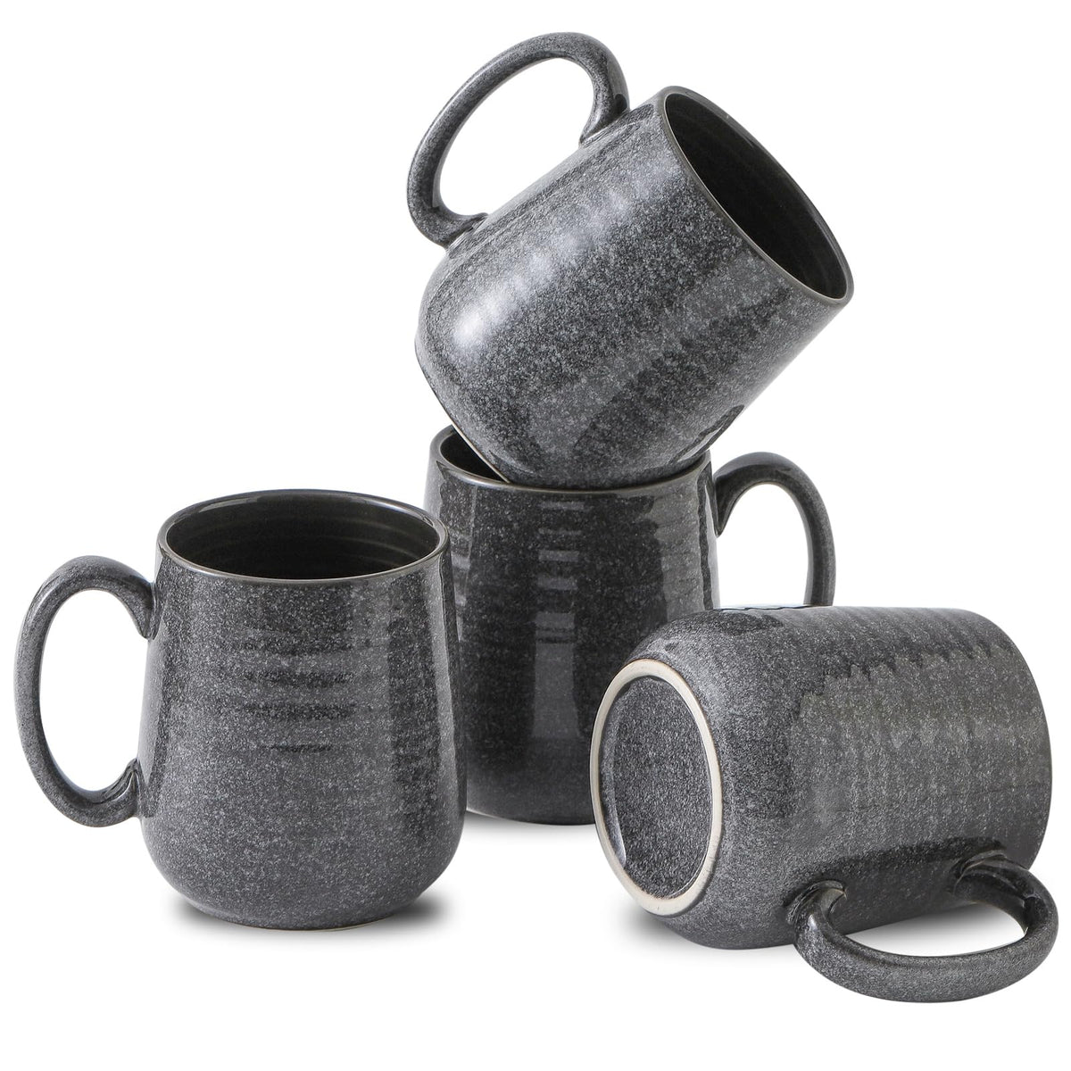 HASENSE Coffee Mugs Set of 4, 15 Ounce Ceramic Coffee Cups with Handle, Large Mug Set for Latte, Tea, Chocolate, Modern Cup Gift for Men and women, Dishwasher & Microwave Safe(Blue)