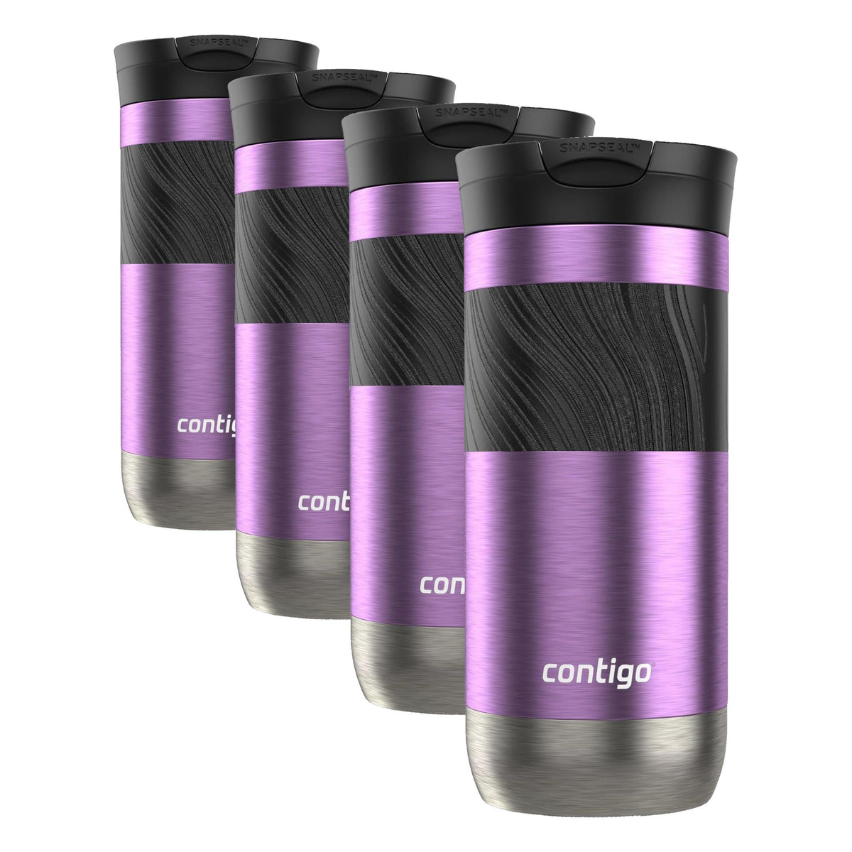 Contigo Byron Vacuum-Insulated Stainless Steel Travel Mug with Leak-Proof Lid Reusable Coffee Mug or Water Bottle BPA-Free 16oz Licorice Keeps Beverages Hot for 6 Hours or Cold for 12 Hours