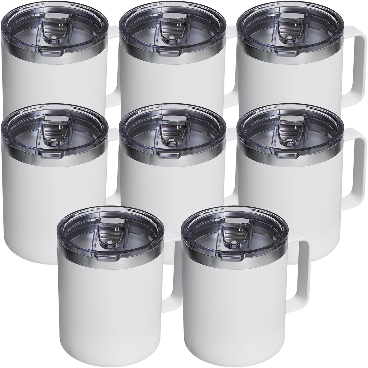 12oz Insulated Coffee Mug with 2 Lids & Handle, Stainless Steel Cup