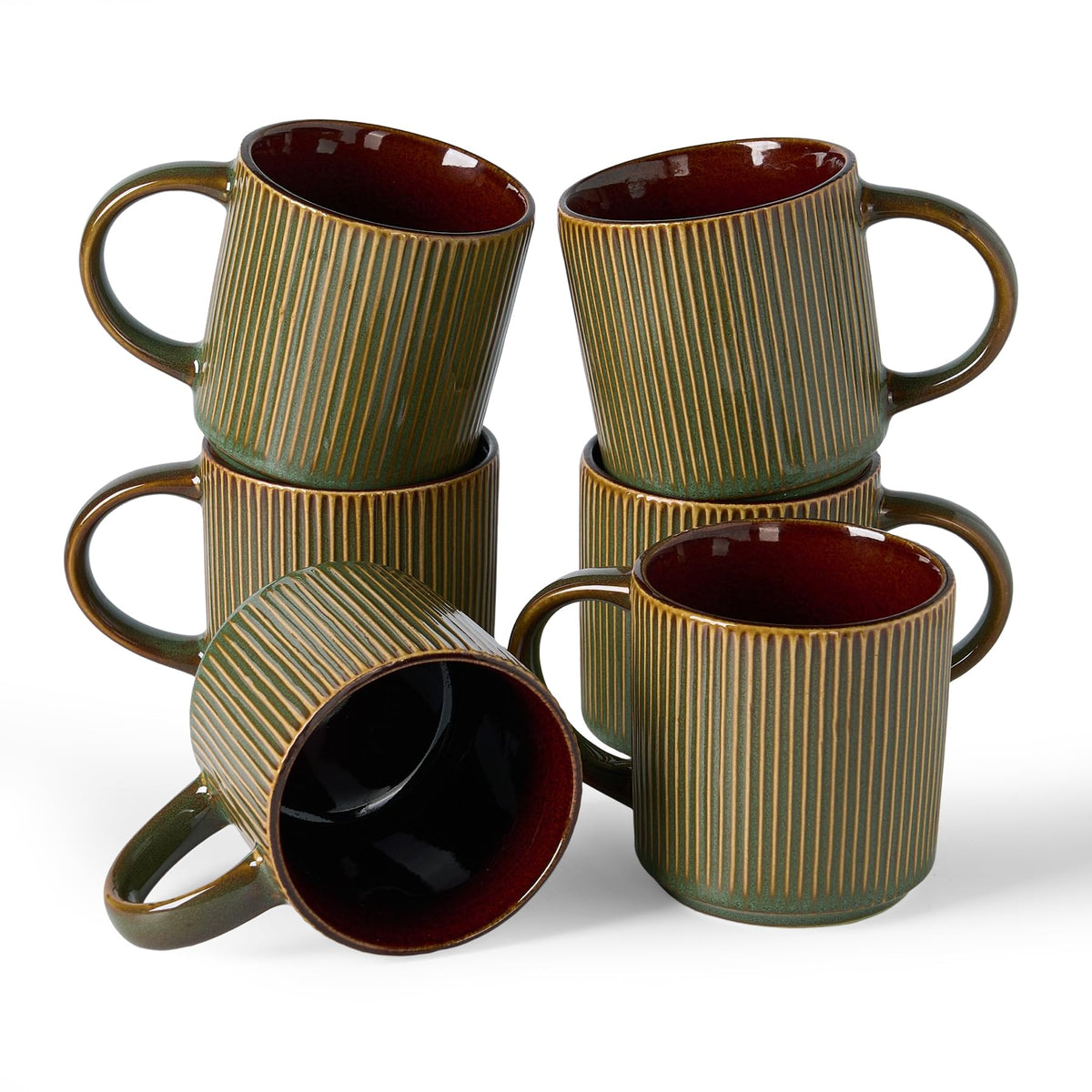 famiware Coffee Mug Set of 4, Star 12 oz Ceramic Mugs Cups Set with Handle