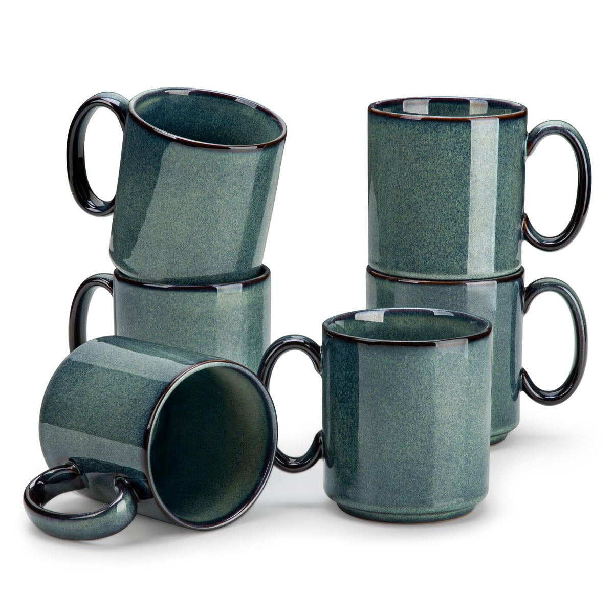 vancasso Porcelain Coffee Mugs Set of 6, 16 oz Coffee Cups for Latte, Cappuccino, Tea & Hot Cocoa, Modern Minimalist Mug Set for Home & Office, Microwave & Dishwasher Safe, White