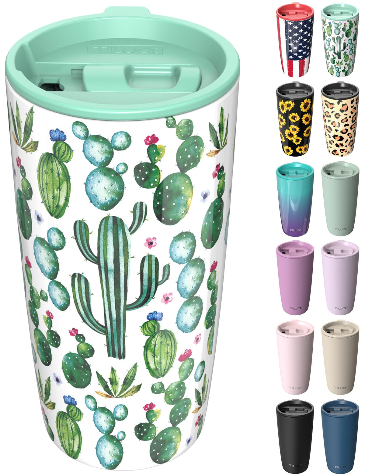TILUCK 12 oz Insulated Coffee Mug with Lid and Handle