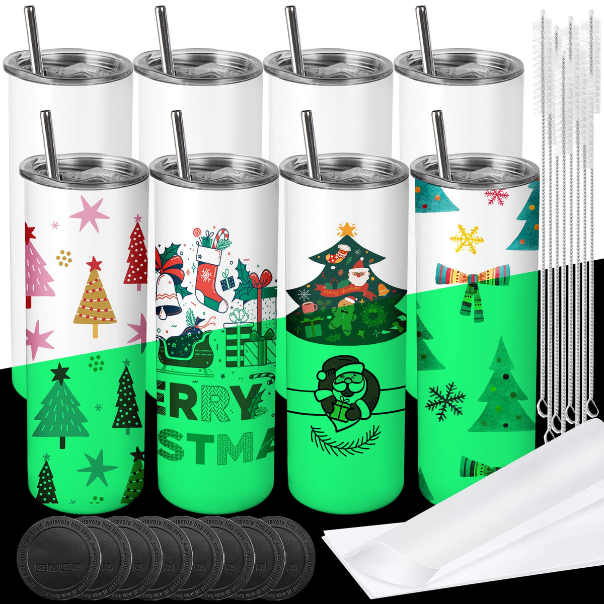 Joyclub Sublimation Blanks 20 oz Tumblers Bulk 10 Pack Skinny Straight