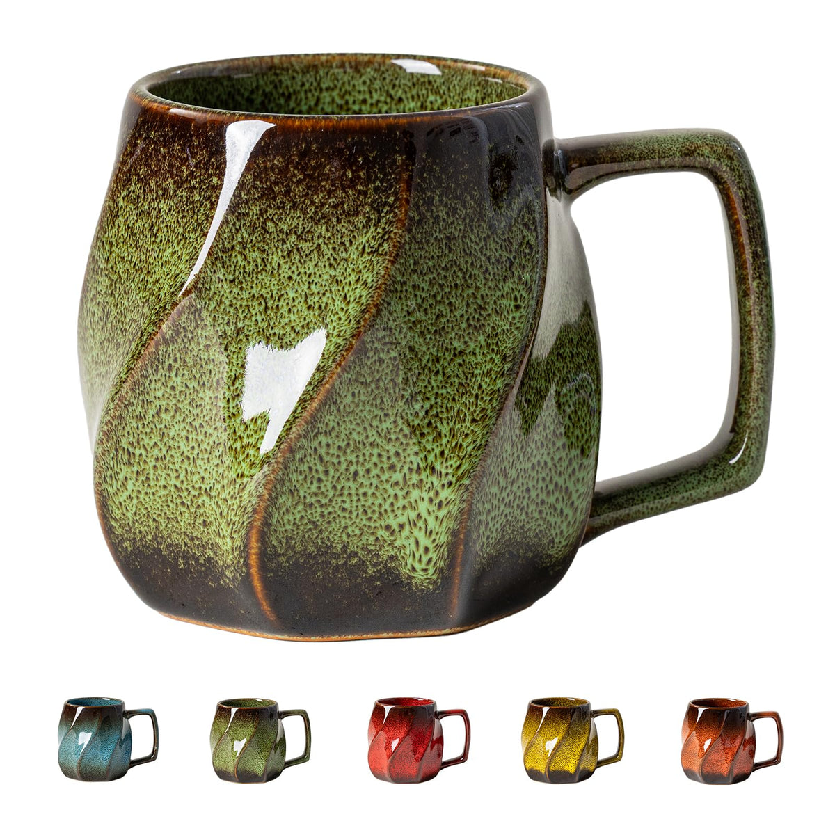 Forest Tide Ceramic Mug, 18oz Reactive Glaze Coffee Mug, Self Care Gift