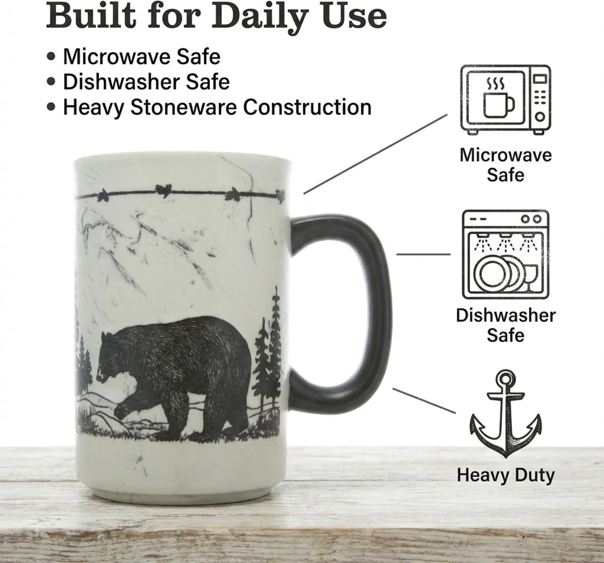 Cape Shore 18oz Heavy Stoneware Sema Pottery Mug, Bear