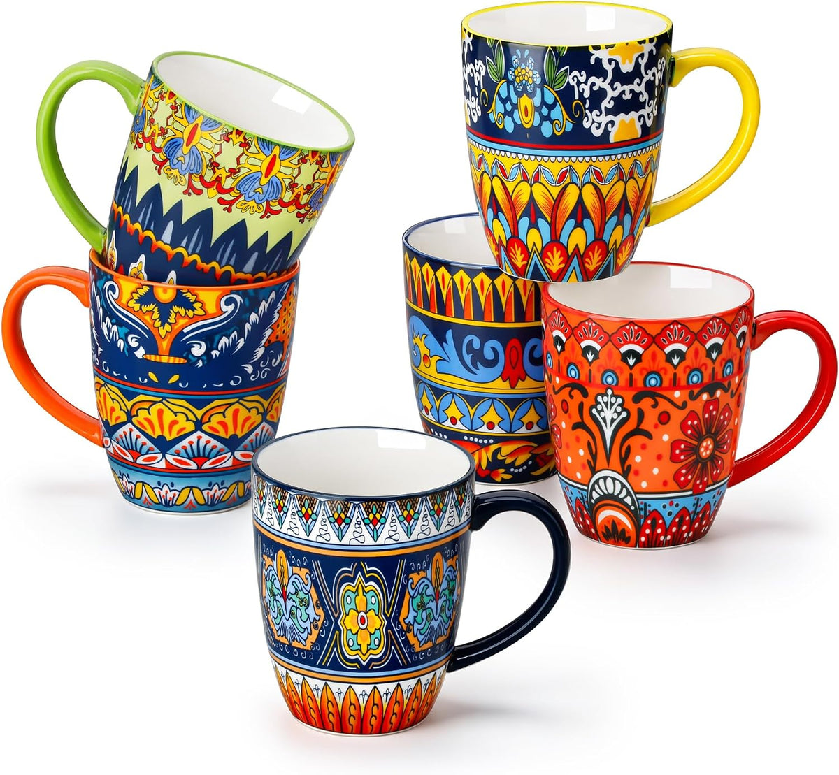 vancasso KRVI Ceramic Coffee Mugs, Set of 6, 12 oz