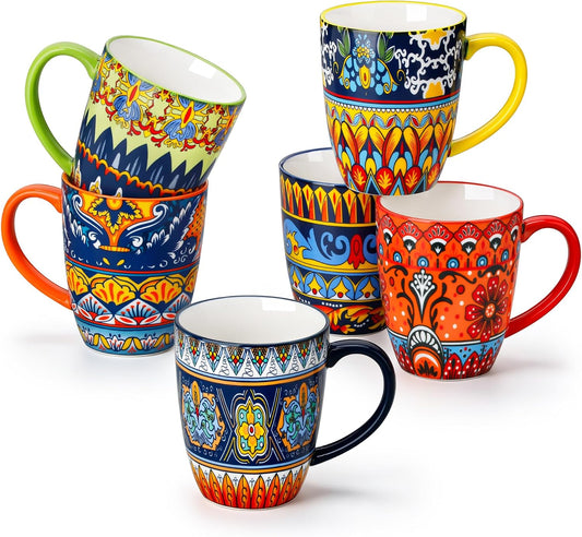 vancasso KRVI Ceramic Coffee Mugs, Set of 6, 12 oz