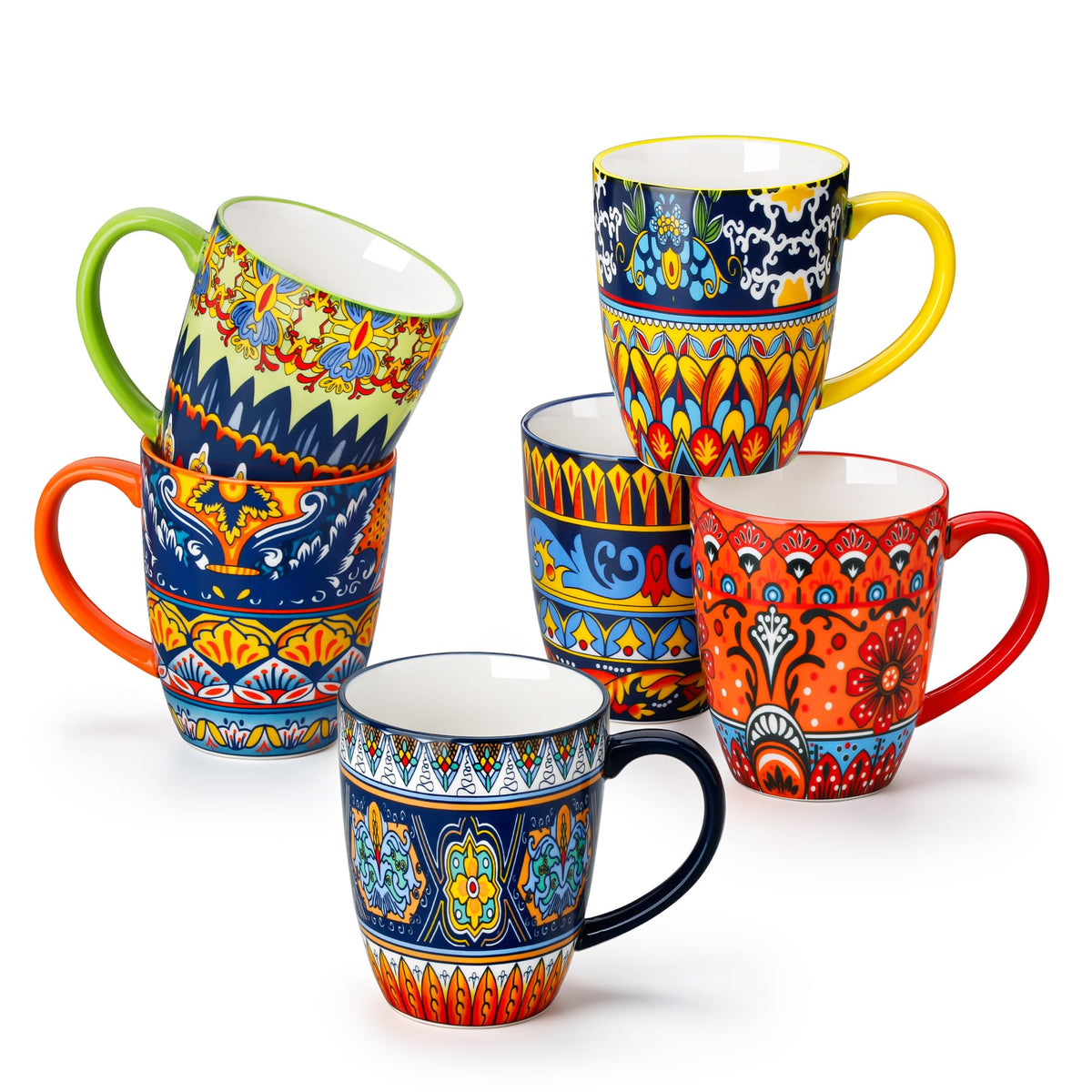 vancasso KRVI Ceramic Coffee Mugs, Set of 6, 12 oz