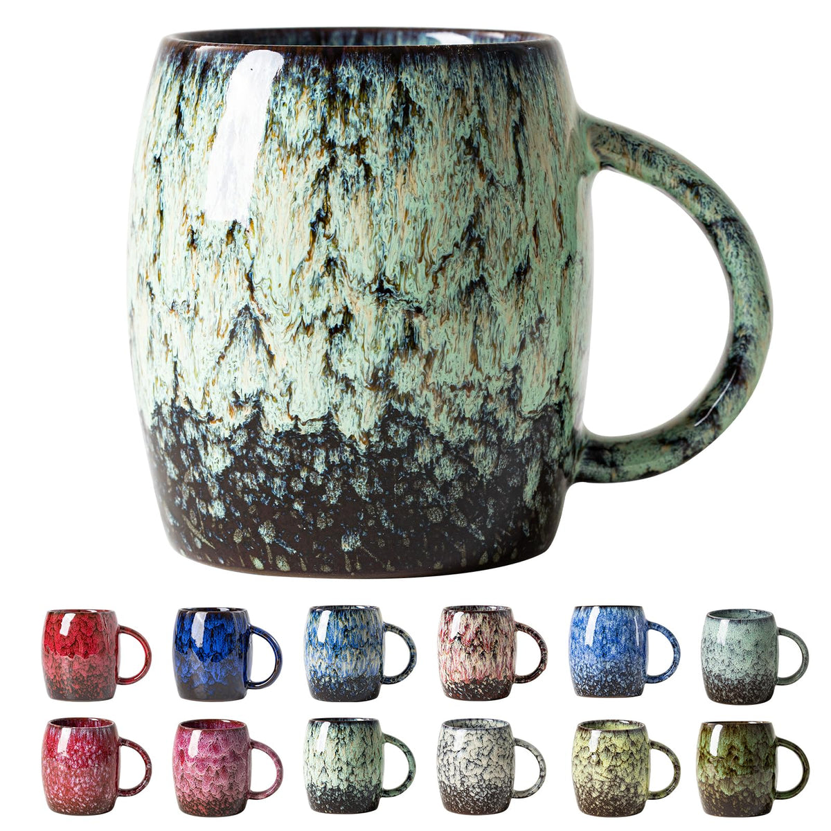 Deep Cobalt Ceramic Mug, 14oz Reactive Glaze Coffee Mug, Office Gift