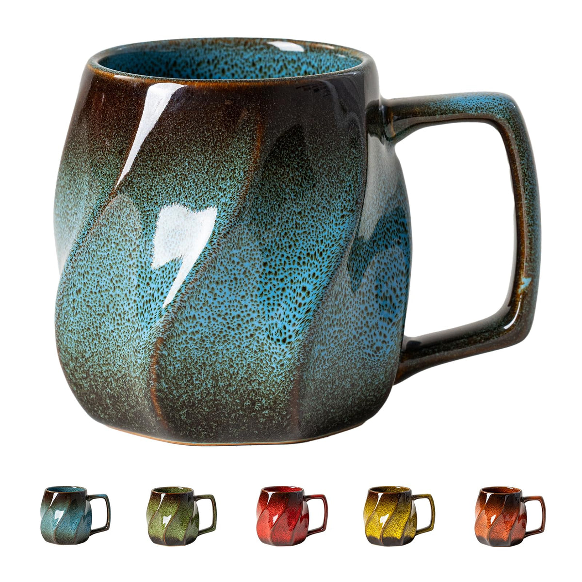 Forest Tide Ceramic Mug, 18oz Reactive Glaze Coffee Mug, Self Care Gift