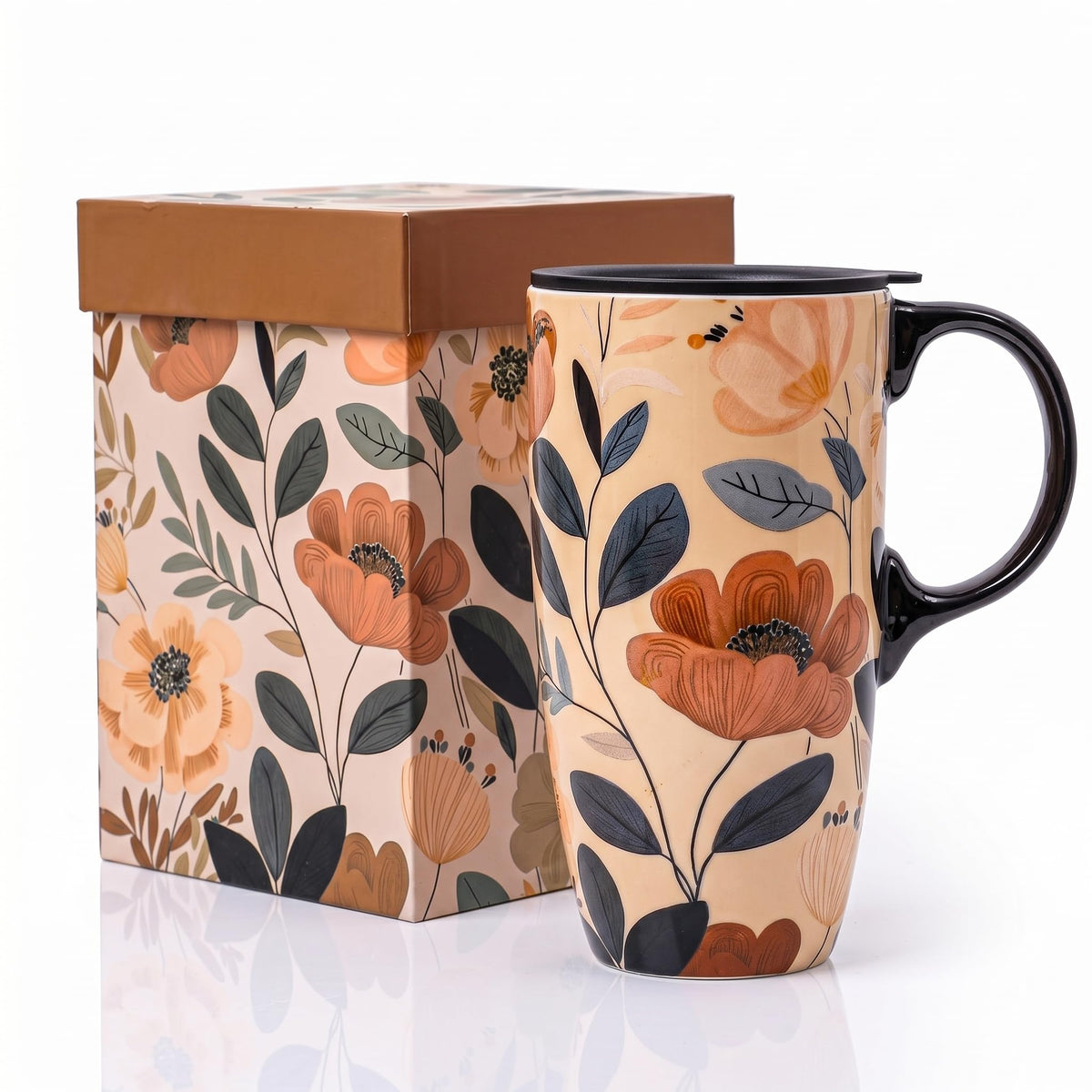 Topadorn 17oz Ceramic Travel Mug with Lid, Starry Night Inspired Coffee Mug