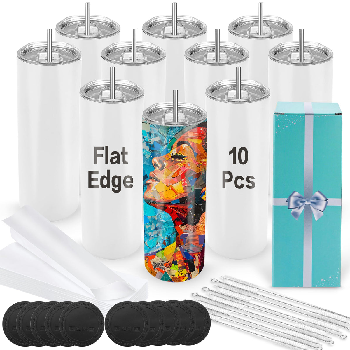 Joyclub Sublimation Blanks 20 oz Tumblers Bulk 10 Pack Skinny Straight