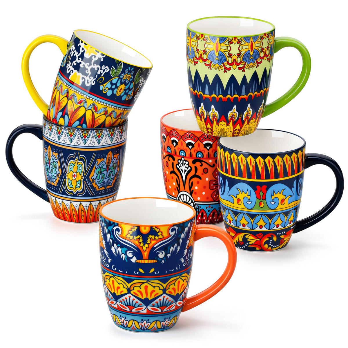 vancasso KRVI Ceramic Coffee Mugs, Set of 6, 12 oz